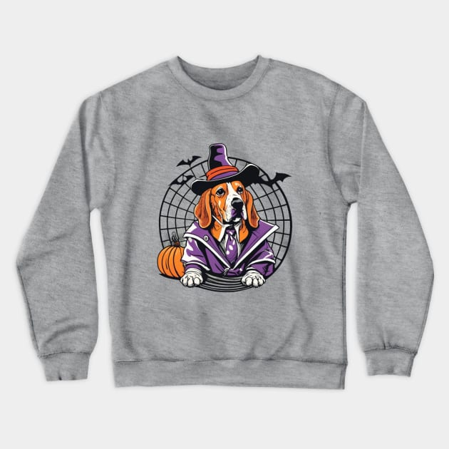 basset hound pumpkin Crewneck Sweatshirt by BukovskyART